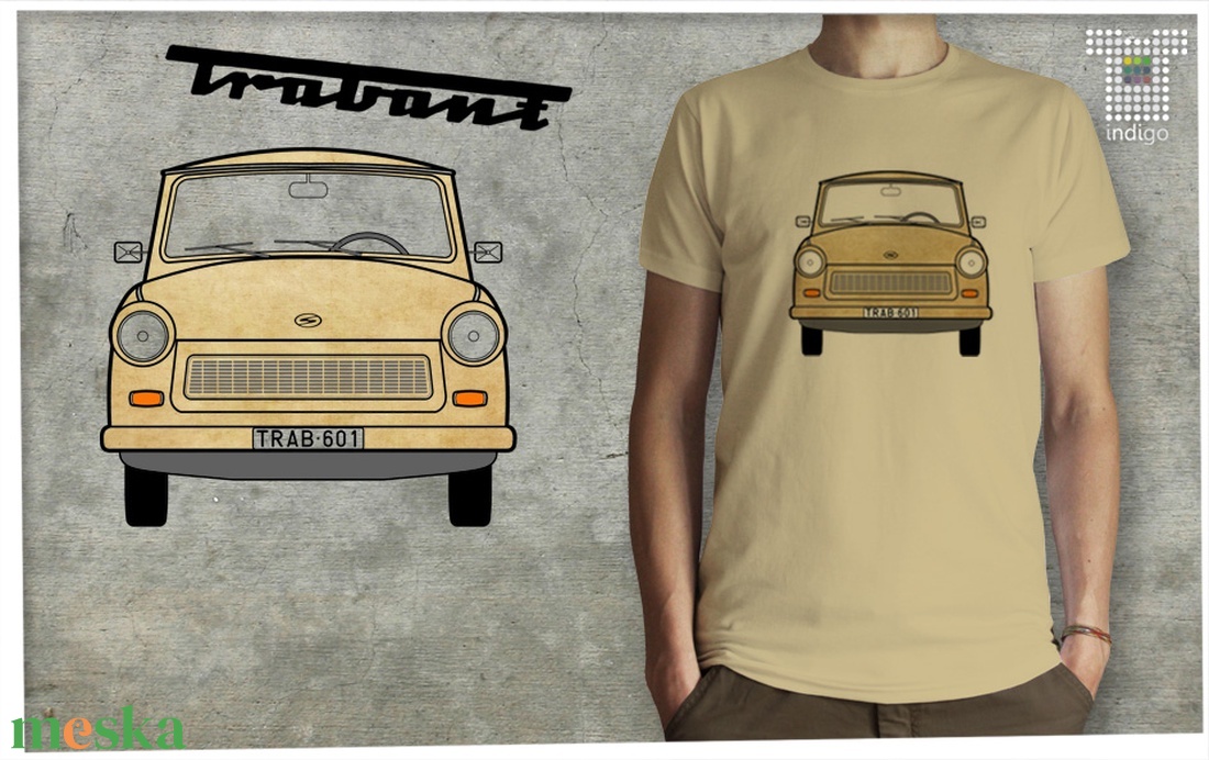 Trabant - homok színű pólón - ruha & divat - férfi ruha - póló - Meska.hu