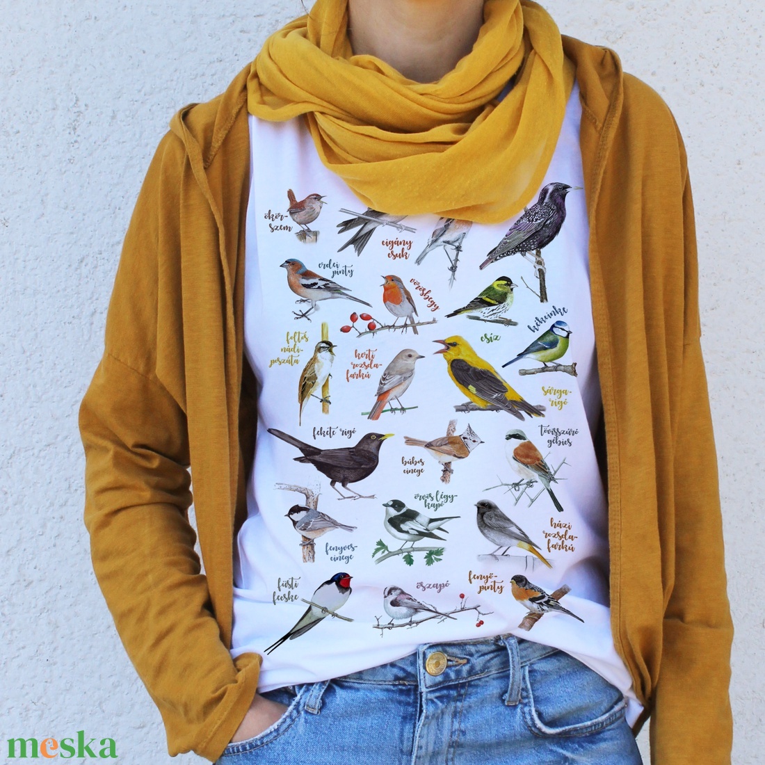 Énekes madarak - női bővebb szabású pólón - ruha & divat - női ruha - póló, felső - Meska.hu
