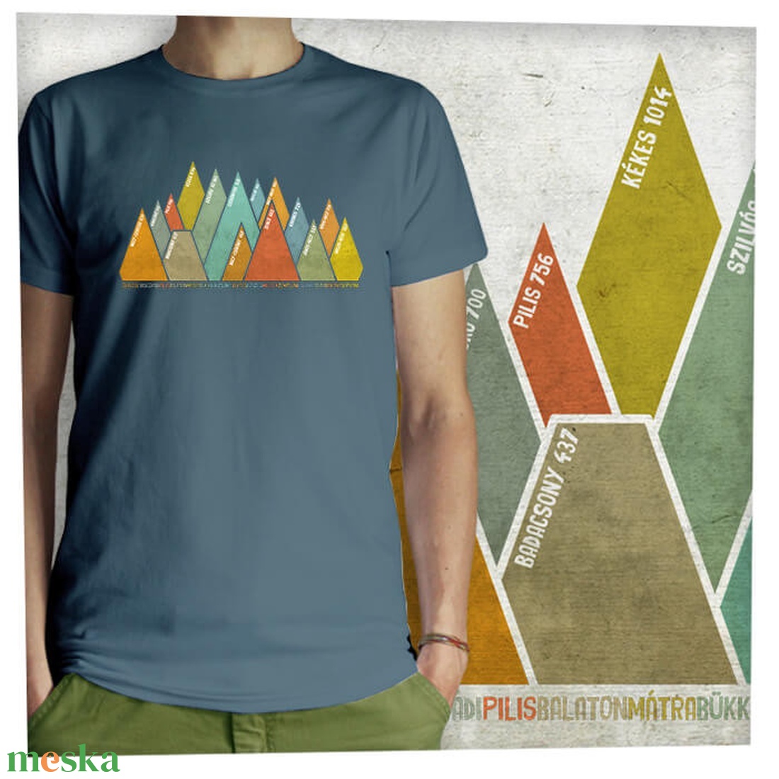 15 hegycsúcs - Magyar hegységek - Jó minőségű klasszikus férfi póló  - ruha & divat - férfi ruha - póló - Meska.hu