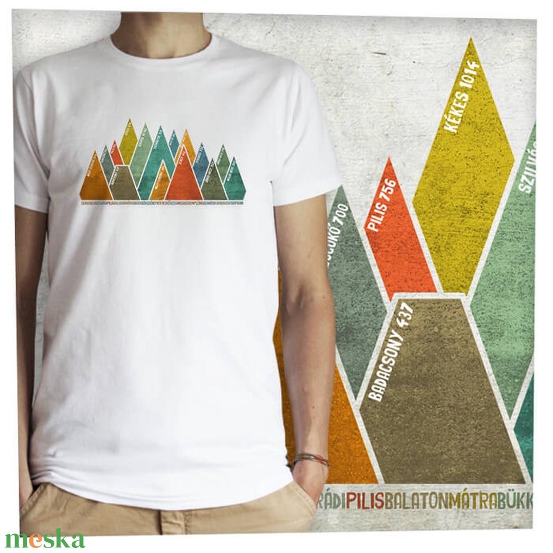 15 hegycsúcs - Magyar hegységek - Jó minőségű klasszikus férfi póló  - ruha & divat - férfi ruha - póló - Meska.hu