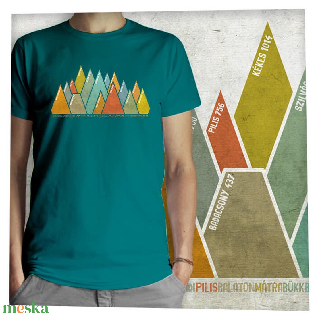 15 hegycsúcs - Magyar hegységek - Jó minőségű klasszikus férfi póló  - ruha & divat - férfi ruha - póló - Meska.hu