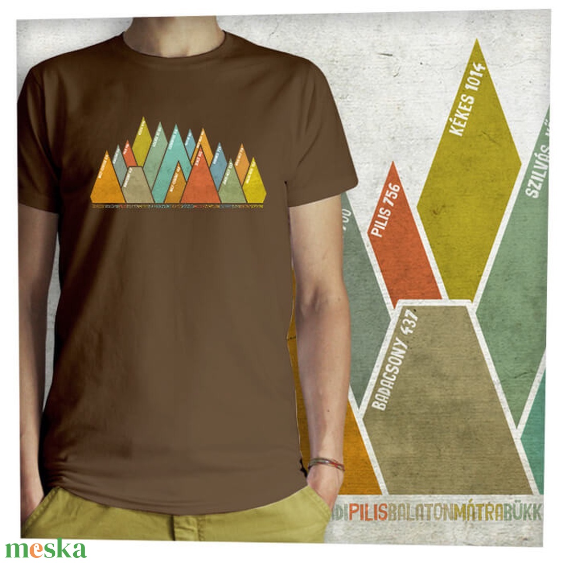 15 hegycsúcs - Magyar hegységek - Jó minőségű klasszikus férfi póló  - ruha & divat - férfi ruha - póló - Meska.hu