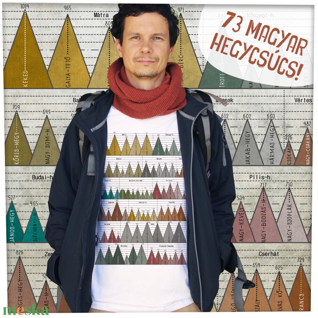 73 hegycsúcs - Magyar hegységek - Jó minőségű klasszikus férfipóló - ruha & divat - férfi ruha - póló - Meska.hu