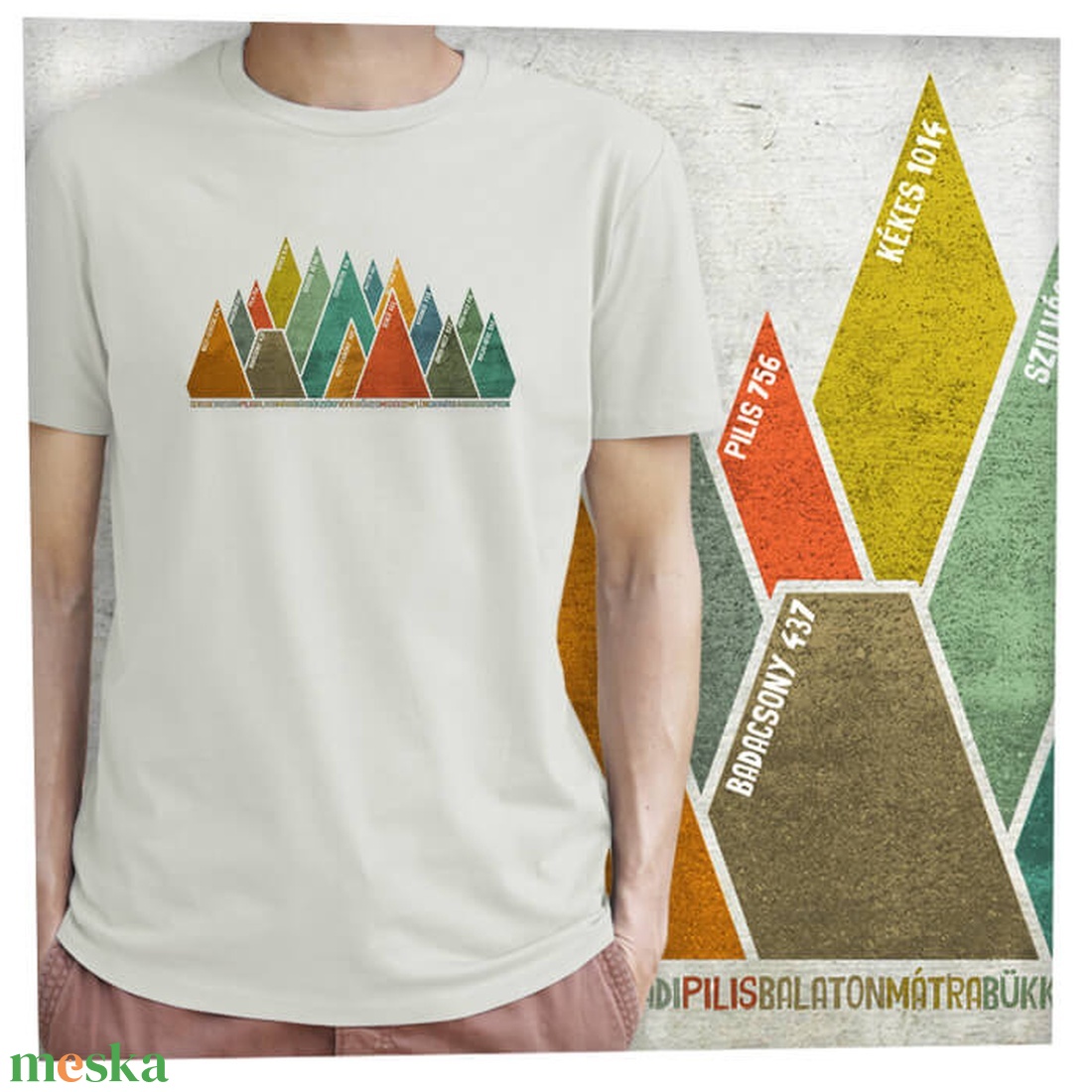 15 hegycsúcs - Magyar hegységek - Prémium bio férfi póló  - ruha & divat - férfi ruha - póló - Meska.hu