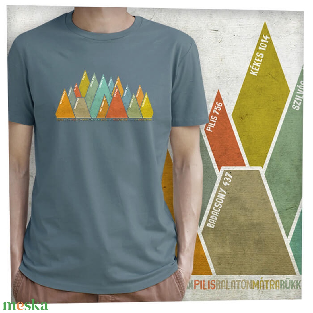 15 hegycsúcs - Magyar hegységek - Prémium bio férfi póló  - ruha & divat - férfi ruha - póló - Meska.hu