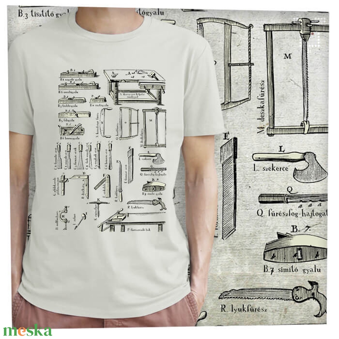 Asztalos szerszámok - Prémium bio férfi póló  - ruha & divat - férfi ruha - póló - Meska.hu
