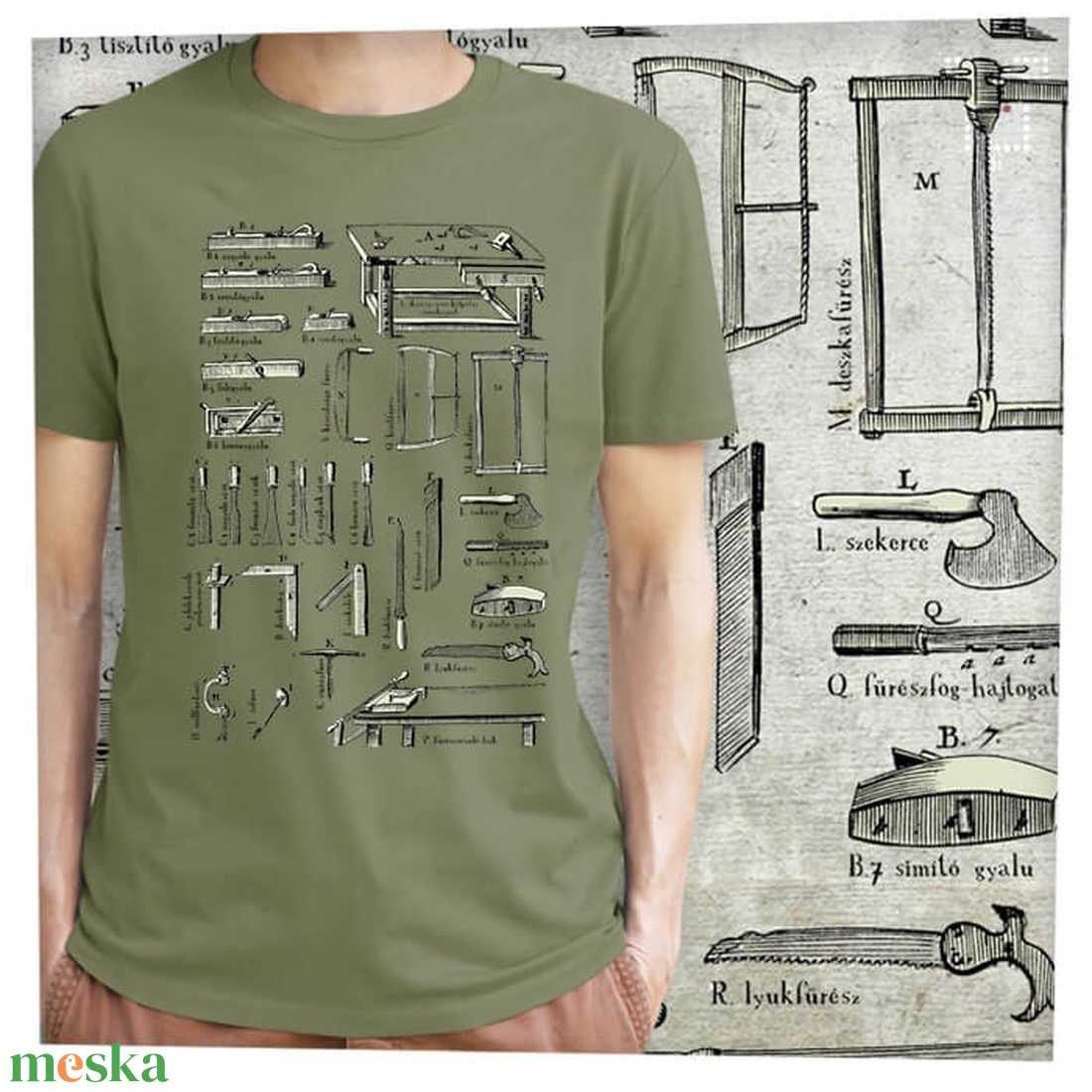 Asztalos szerszámok - Prémium bio férfi póló  - ruha & divat - férfi ruha - póló - Meska.hu