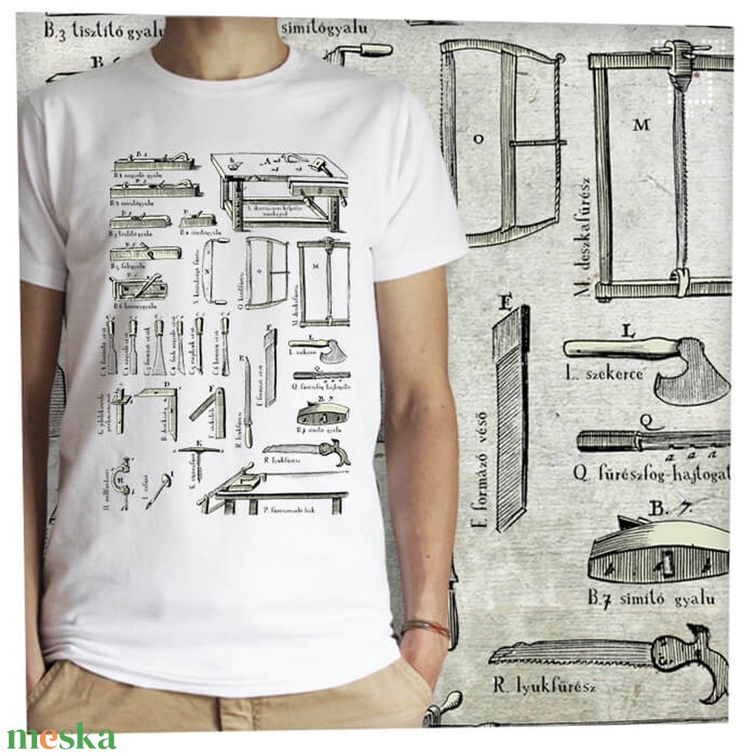 Asztalos szerszámok - Jó minőségű klasszikus férfi póló  - ruha & divat - férfi ruha - póló - Meska.hu