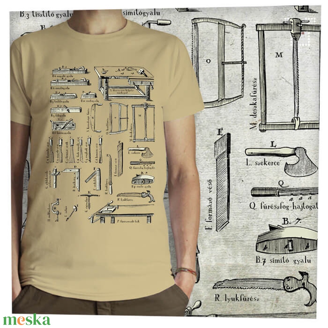 Asztalos szerszámok - Jó minőségű klasszikus férfi póló  - ruha & divat - férfi ruha - póló - Meska.hu