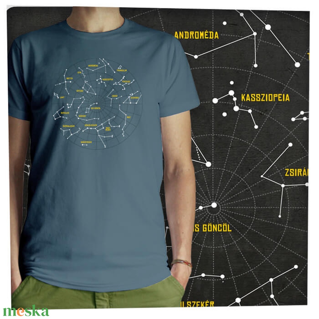 Csillagképek - Jó minőségű klasszikus férfi póló  - ruha & divat - férfi ruha - póló - Meska.hu