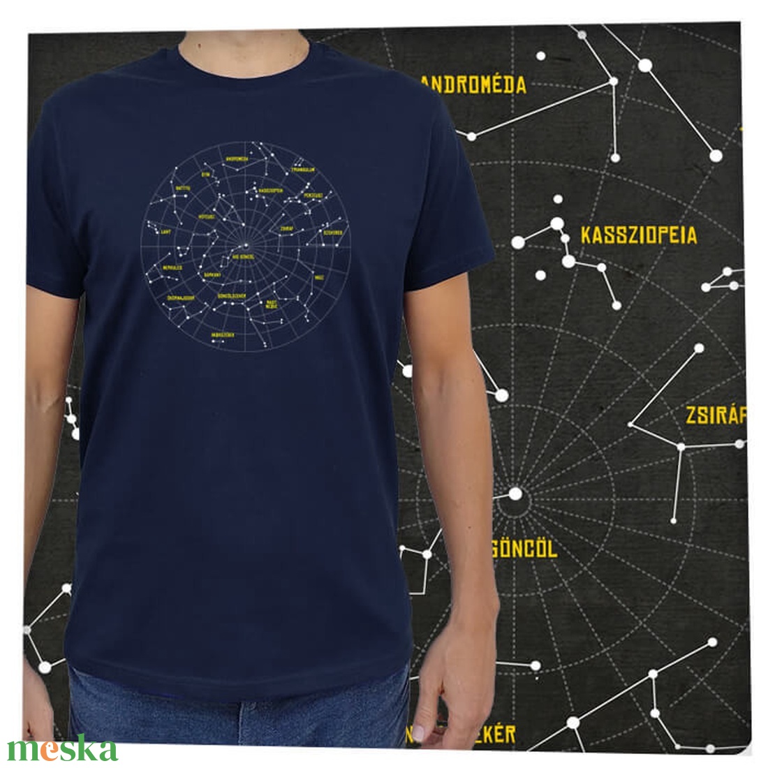 Csillagképek - Jó minőségű klasszikus férfi póló  - ruha & divat - férfi ruha - póló - Meska.hu