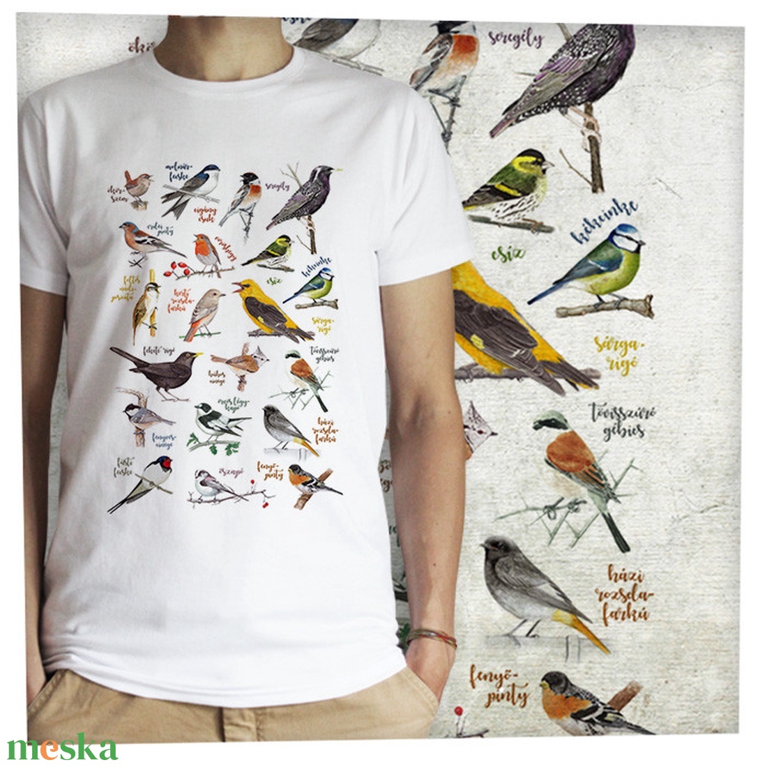 Énekesmadarak - Jó minőségű klasszikus férfi póló  - ruha & divat - férfi ruha - póló - Meska.hu