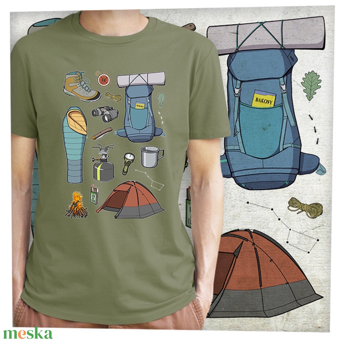 Túrázós  - Prémium bio férfi póló  - ruha & divat - férfi ruha - póló - Meska.hu