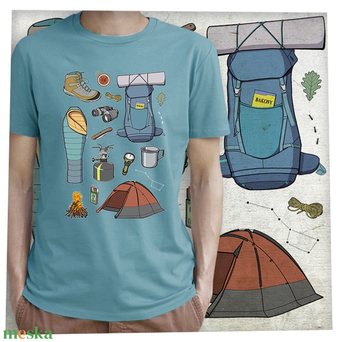 Túrázós  - Prémium bio férfi póló  - ruha & divat - férfi ruha - póló - Meska.hu