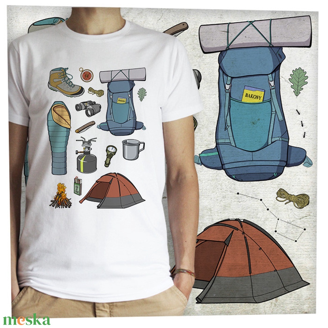 Túrázós  - Prémium bio férfi póló  - ruha & divat - férfi ruha - póló - Meska.hu