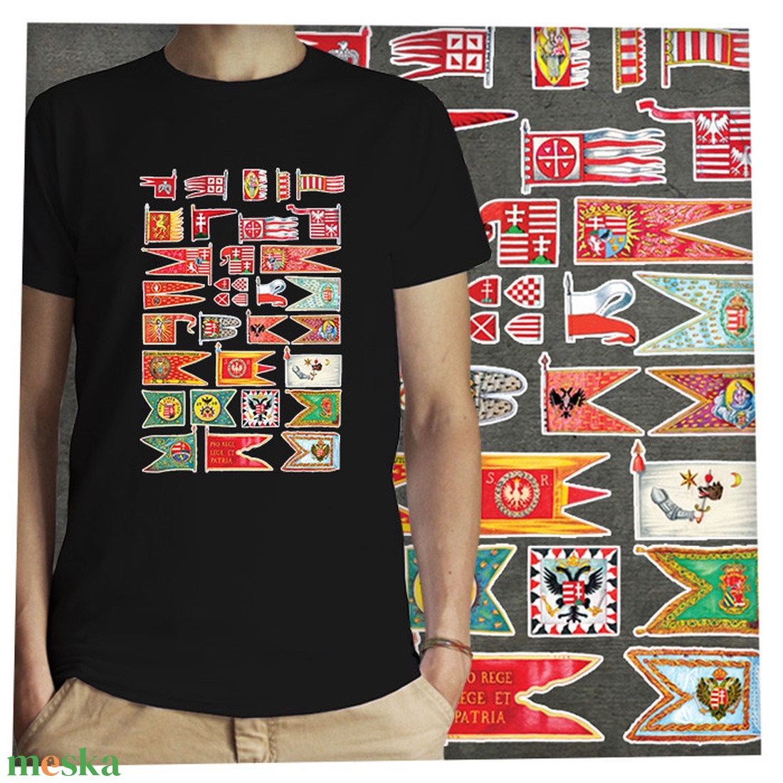 Magyar hadizászlók -  Jó minőségű klasszikus férfi póló - ruha & divat - férfi ruha - póló - Meska.hu