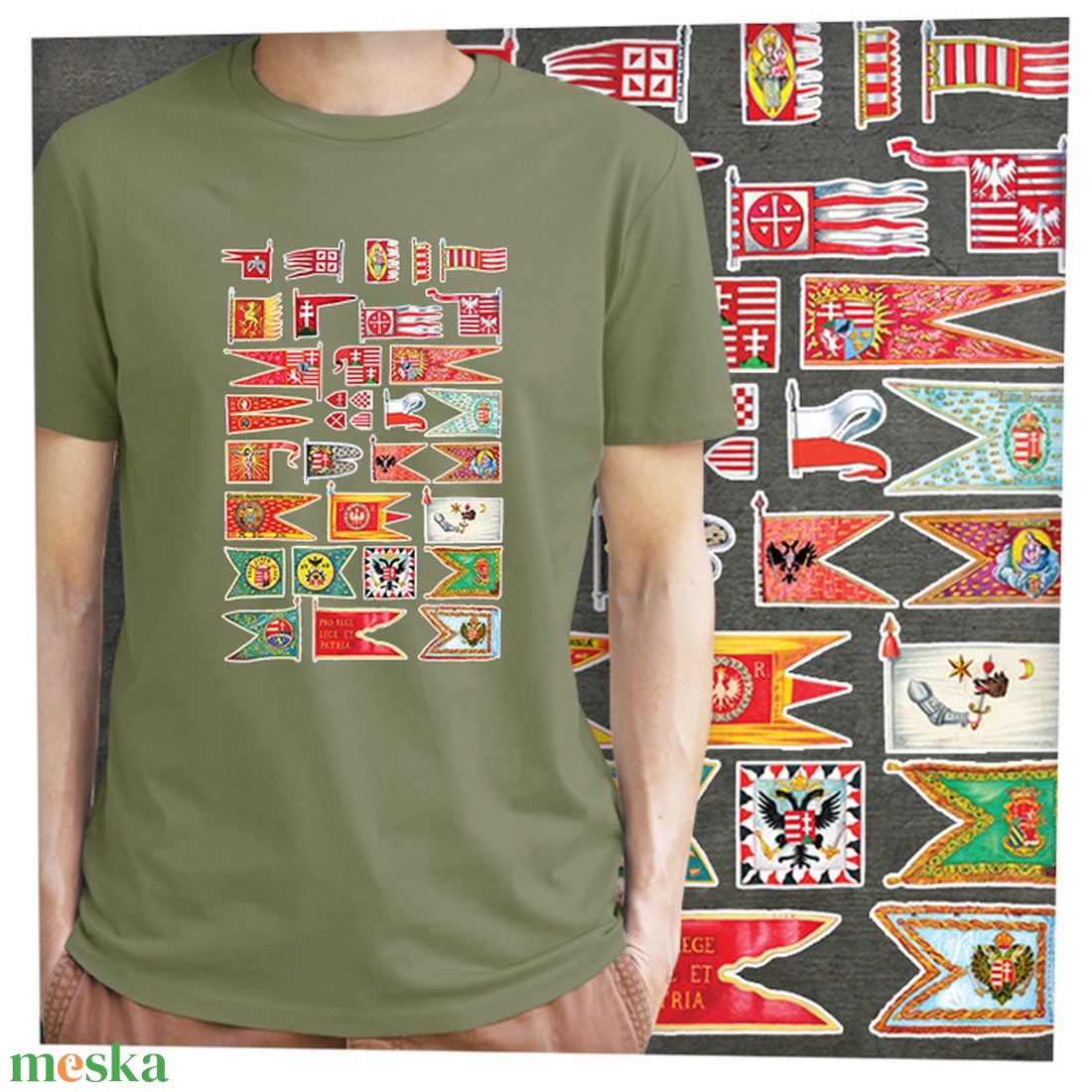 Magyar hadizászlók - Prémium bio férfi póló - ruha & divat - férfi ruha - póló - Meska.hu