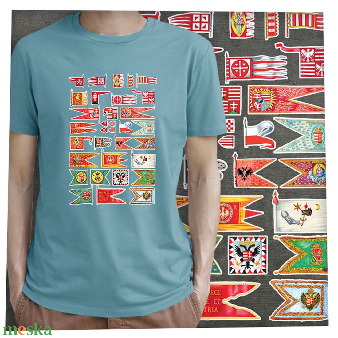 Magyar hadizászlók - Prémium bio férfi póló - ruha & divat - férfi ruha - póló - Meska.hu