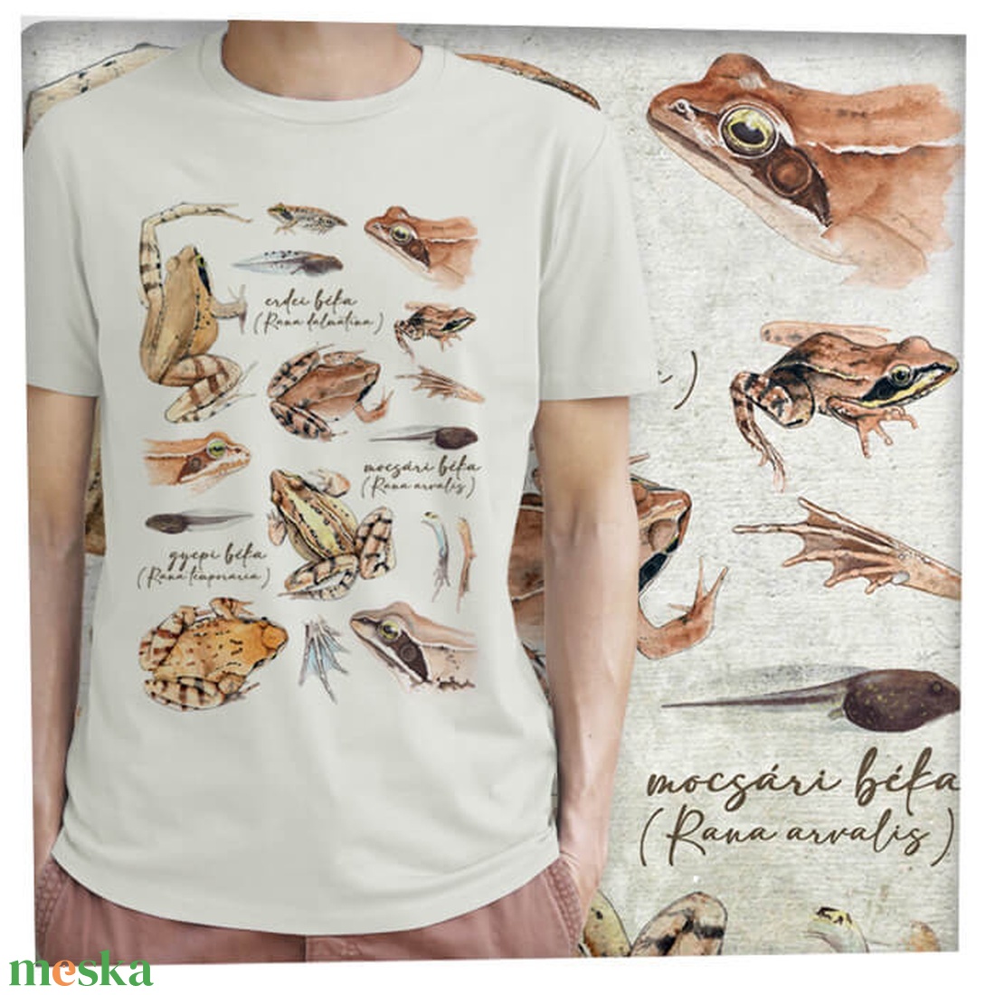 Békák - Prémium bio férfi póló - ruha & divat - férfi ruha - póló - Meska.hu