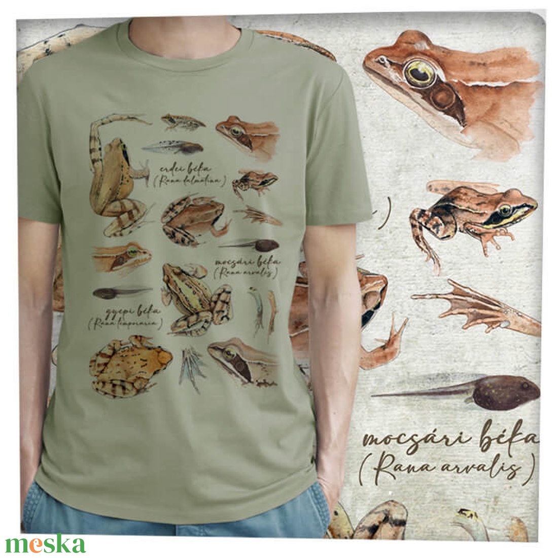 Békák - Prémium bio férfi póló - ruha & divat - férfi ruha - póló - Meska.hu