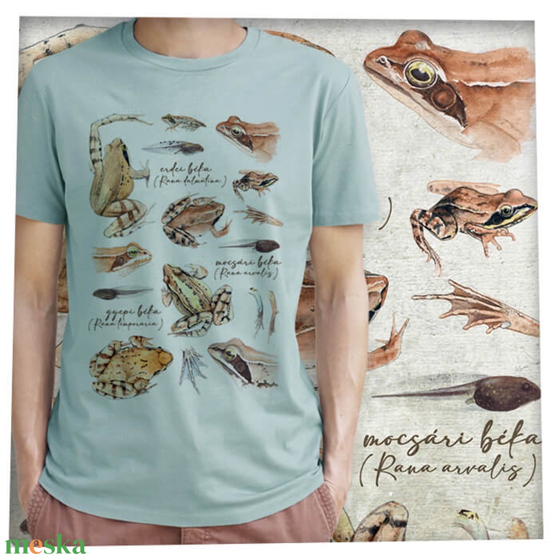 Békák - Prémium bio férfi póló - ruha & divat - férfi ruha - póló - Meska.hu