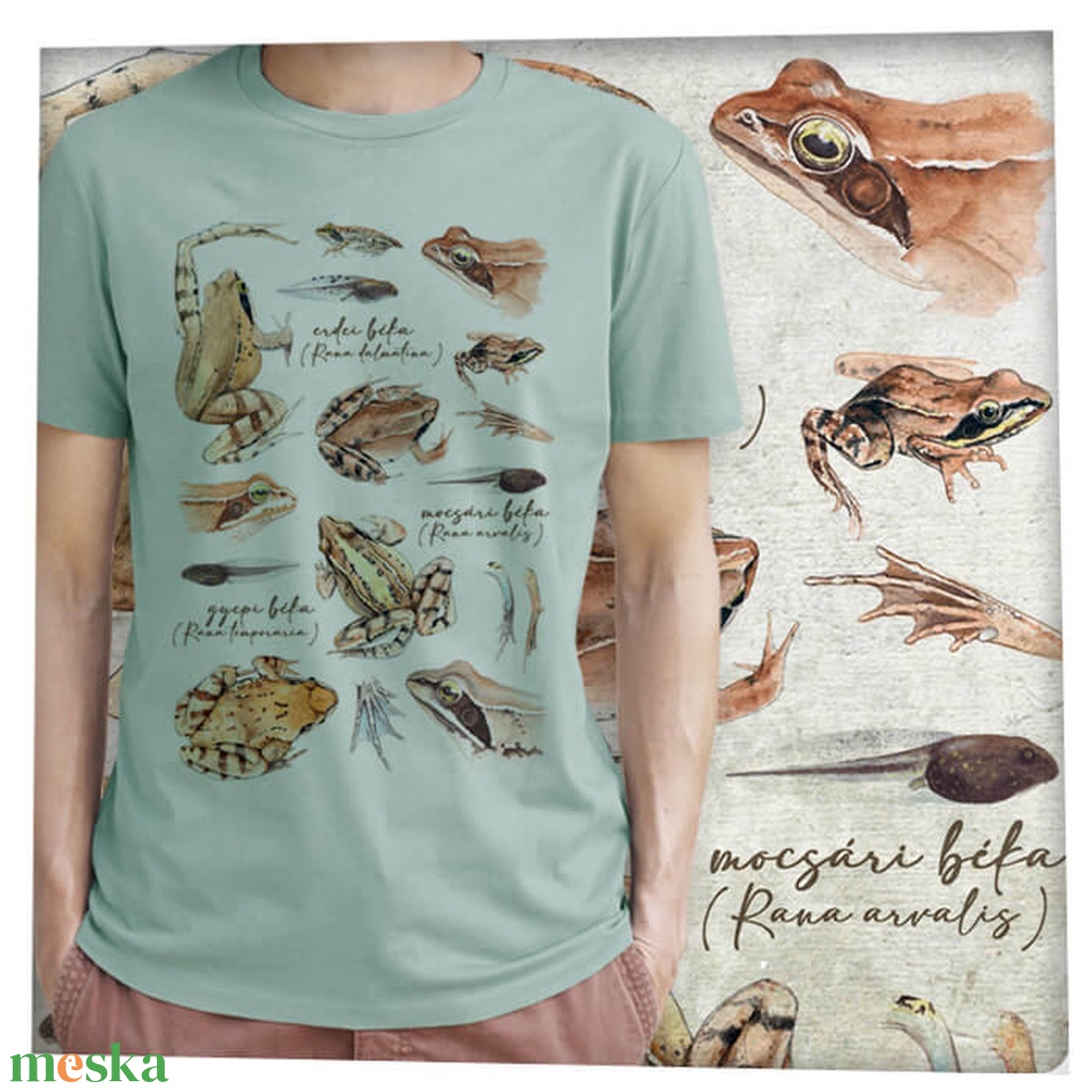 Békák - Prémium bio férfi póló - ruha & divat - férfi ruha - póló - Meska.hu