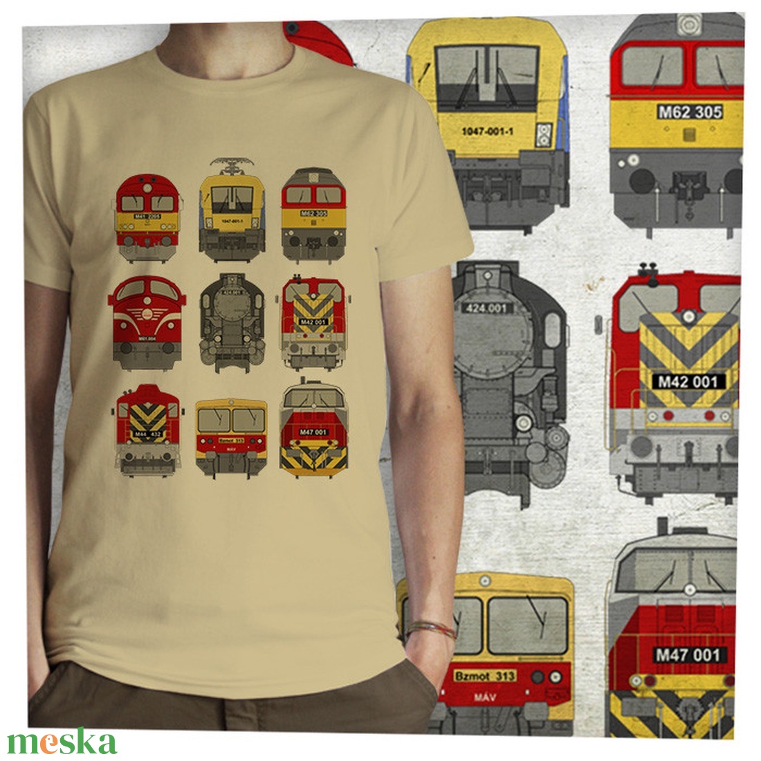 9 mozdony  -  Jó minőségű klasszikus férfi póló - ruha & divat - férfi ruha - póló - Meska.hu