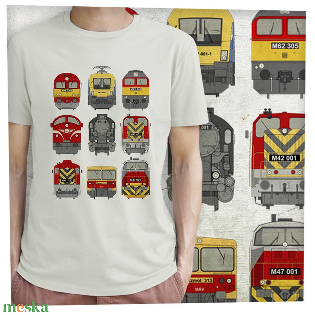 9 mozdony - Prémium bio férfi póló - ruha & divat - férfi ruha - póló - Meska.hu