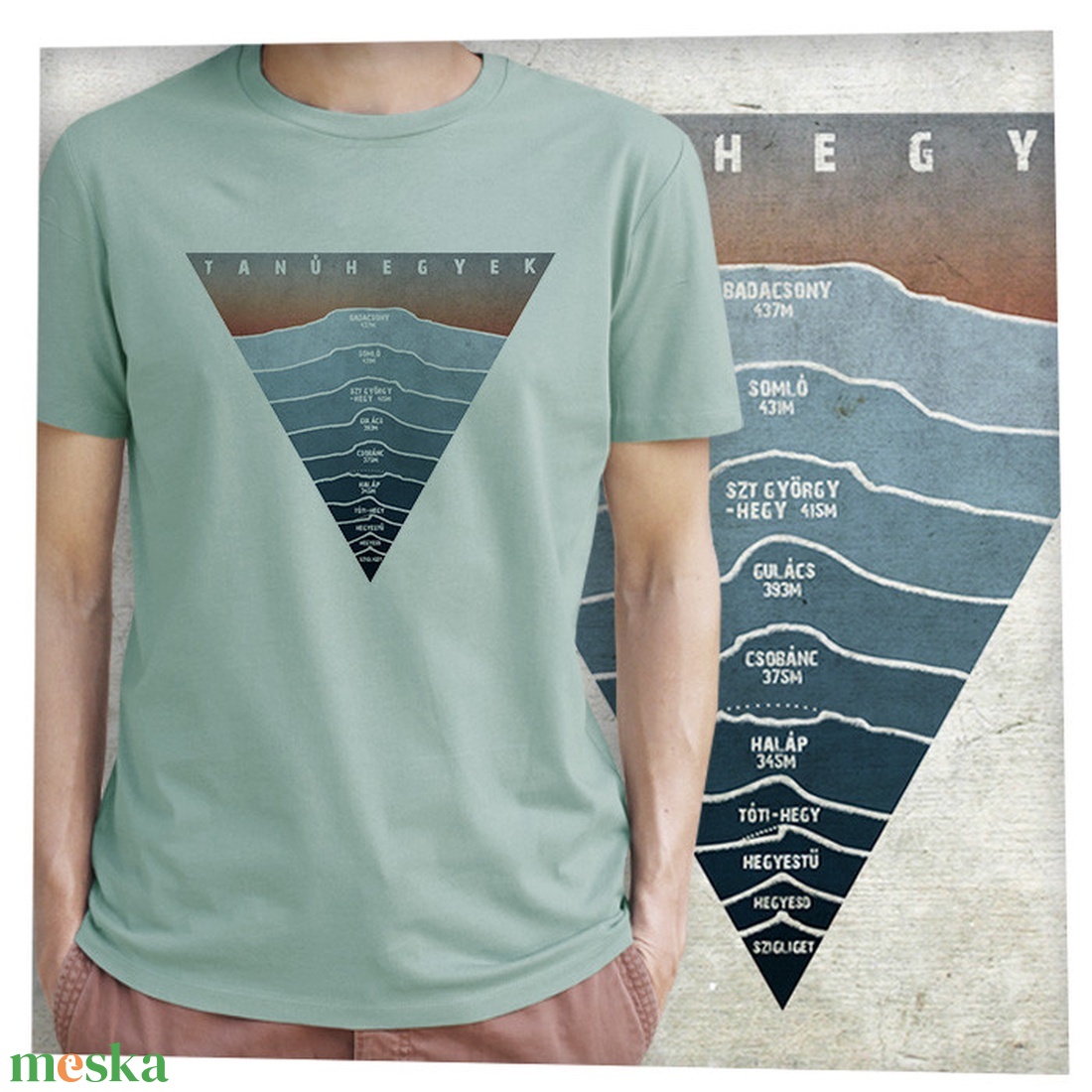Tanúhegyek-Balaton-felvidéki túra - Prémium bio férfi póló - ruha & divat - férfi ruha - póló - Meska.hu