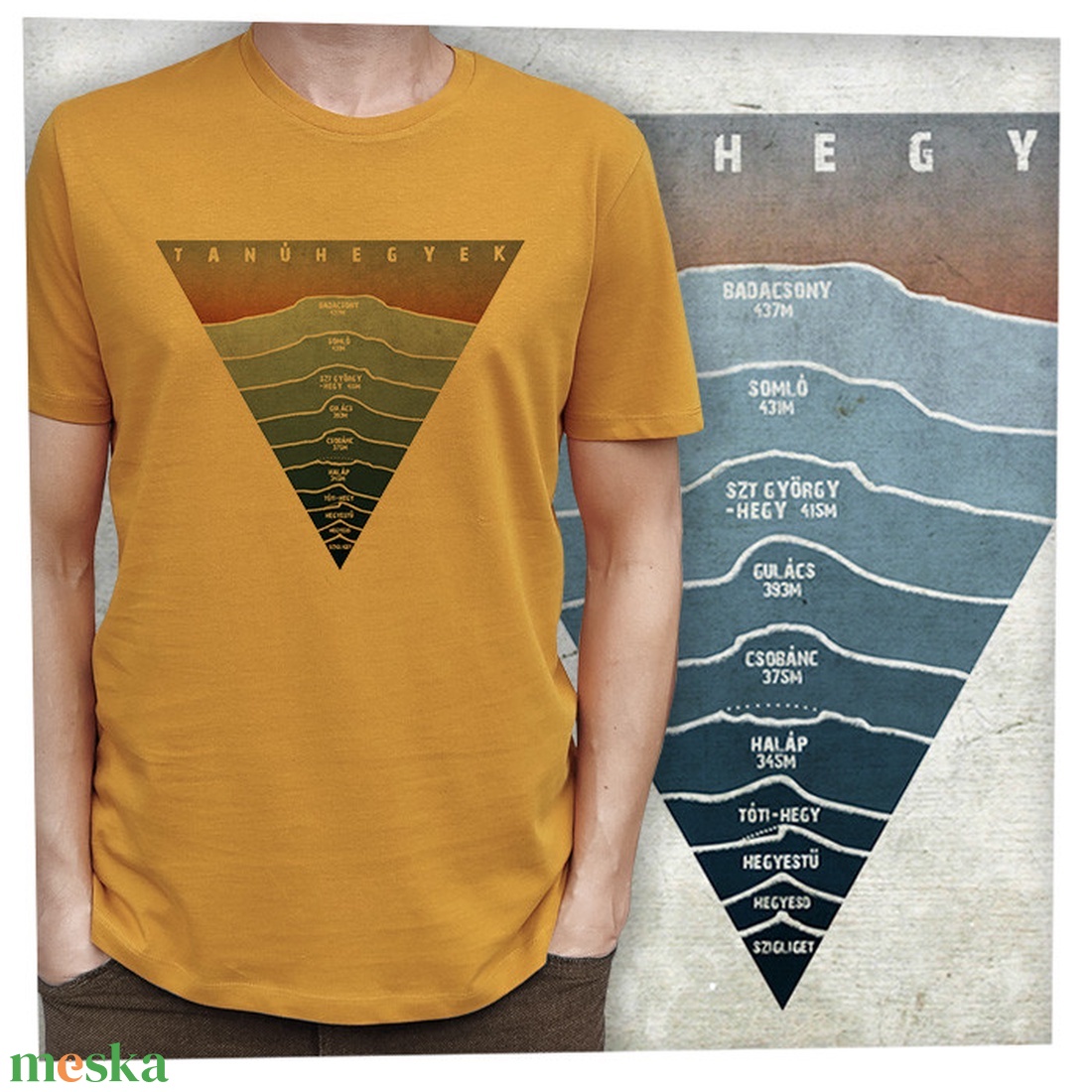 Tanúhegyek-Balaton-felvidéki túra - Prémium bio férfi póló - ruha & divat - férfi ruha - póló - Meska.hu