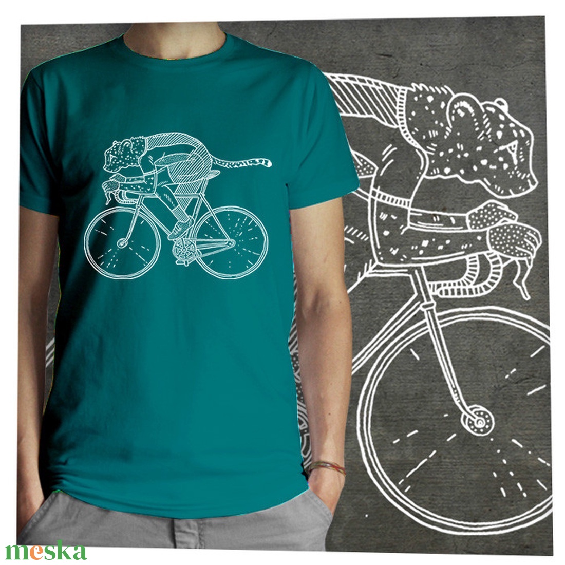 Bicajos gepárd -  Jó minőségű klasszikus férfipóló - ruha & divat - férfi ruha - póló - Meska.hu