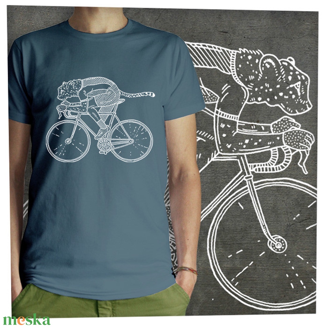 Bicajos gepárd -  Jó minőségű klasszikus férfipóló - ruha & divat - férfi ruha - póló - Meska.hu