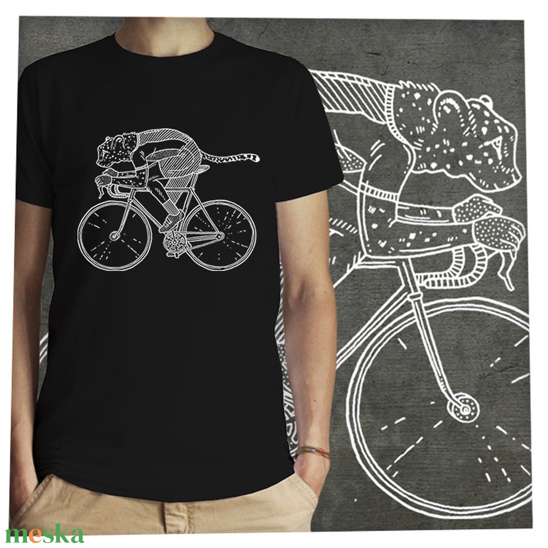 Bicajos gepárd -  Jó minőségű klasszikus férfipóló - ruha & divat - férfi ruha - póló - Meska.hu