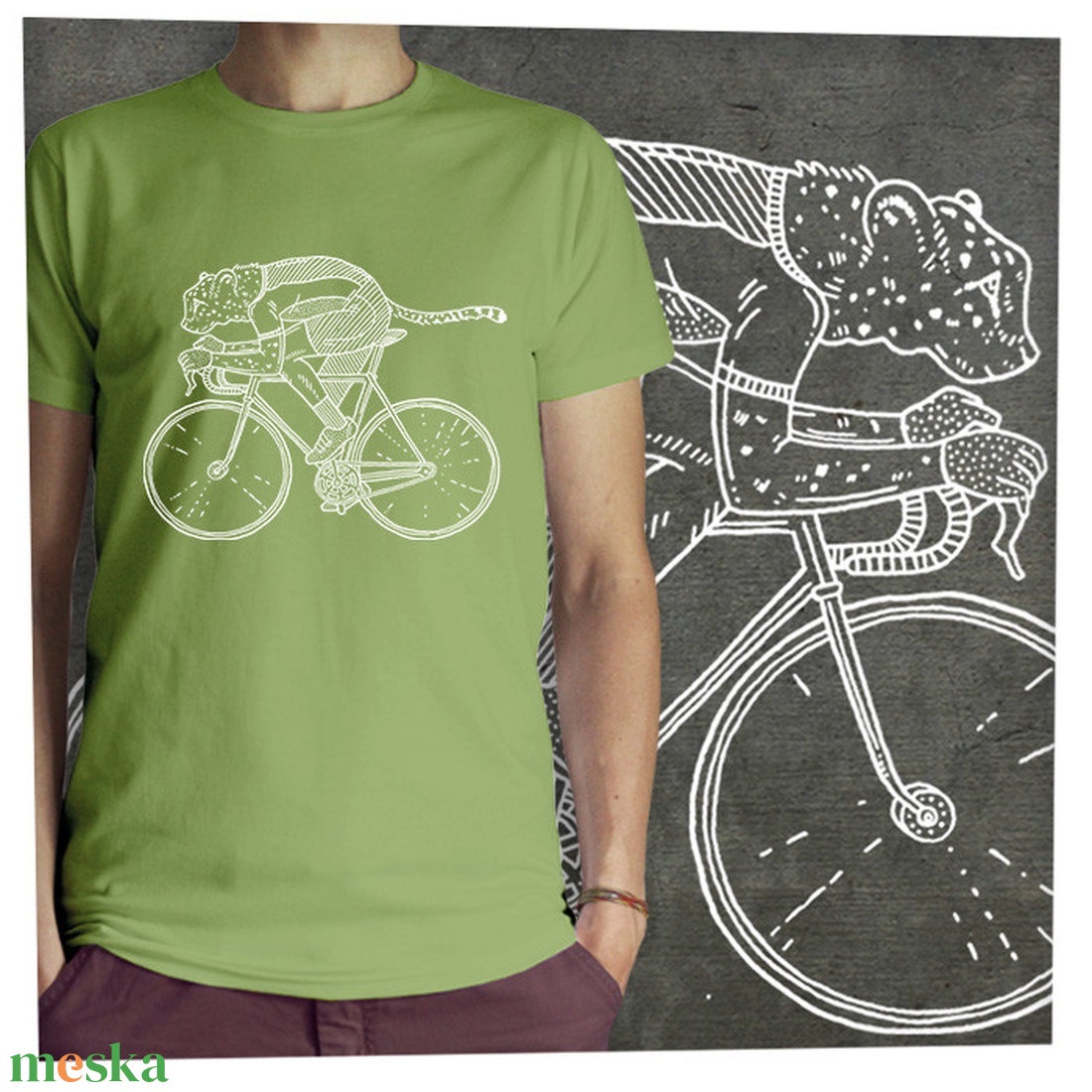 Bicajos gepárd -  Jó minőségű klasszikus férfipóló - ruha & divat - férfi ruha - póló - Meska.hu