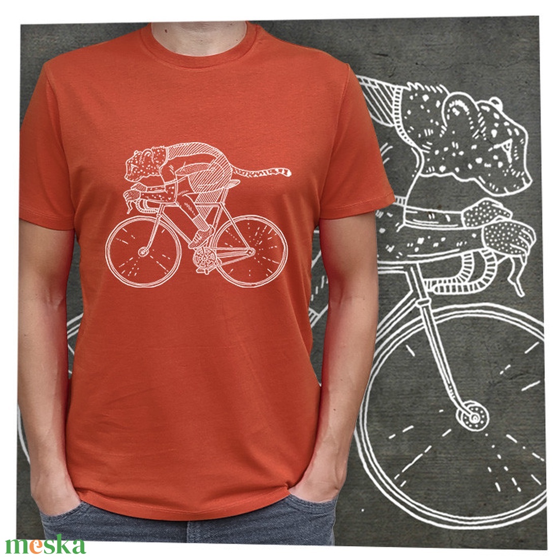 Bicajos gepárd - Prémium bio férfi póló - ruha & divat - férfi ruha - póló - Meska.hu