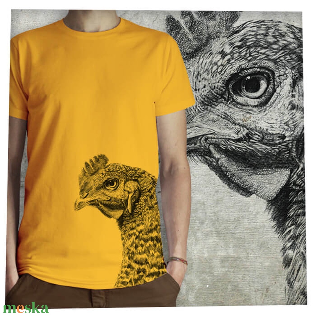 Csirke - Baász -  Jó minőségű klasszikus férfi póló - ruha & divat - férfi ruha - póló - Meska.hu