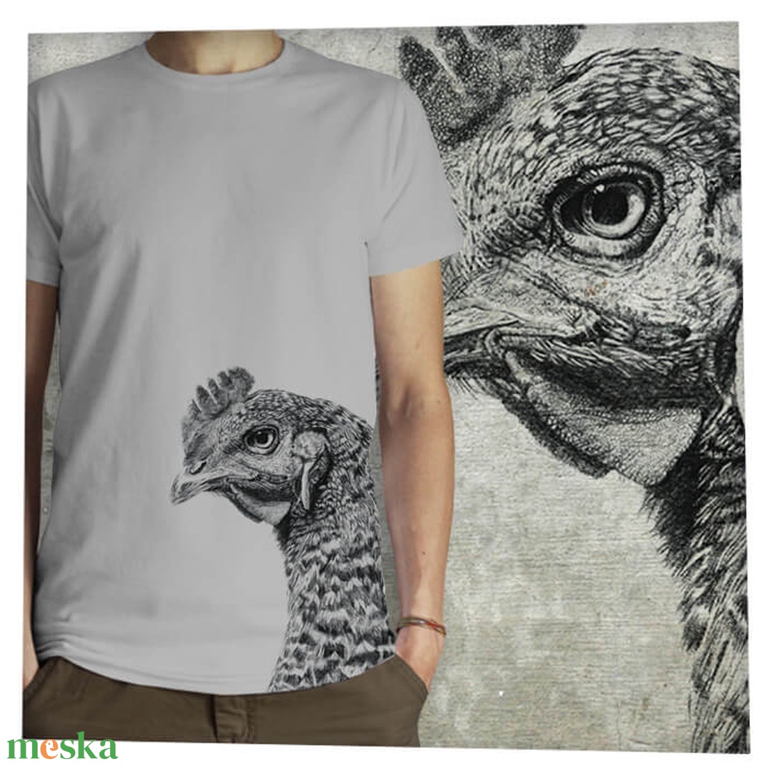 Csirke - Baász -  Jó minőségű klasszikus férfi póló - ruha & divat - férfi ruha - póló - Meska.hu