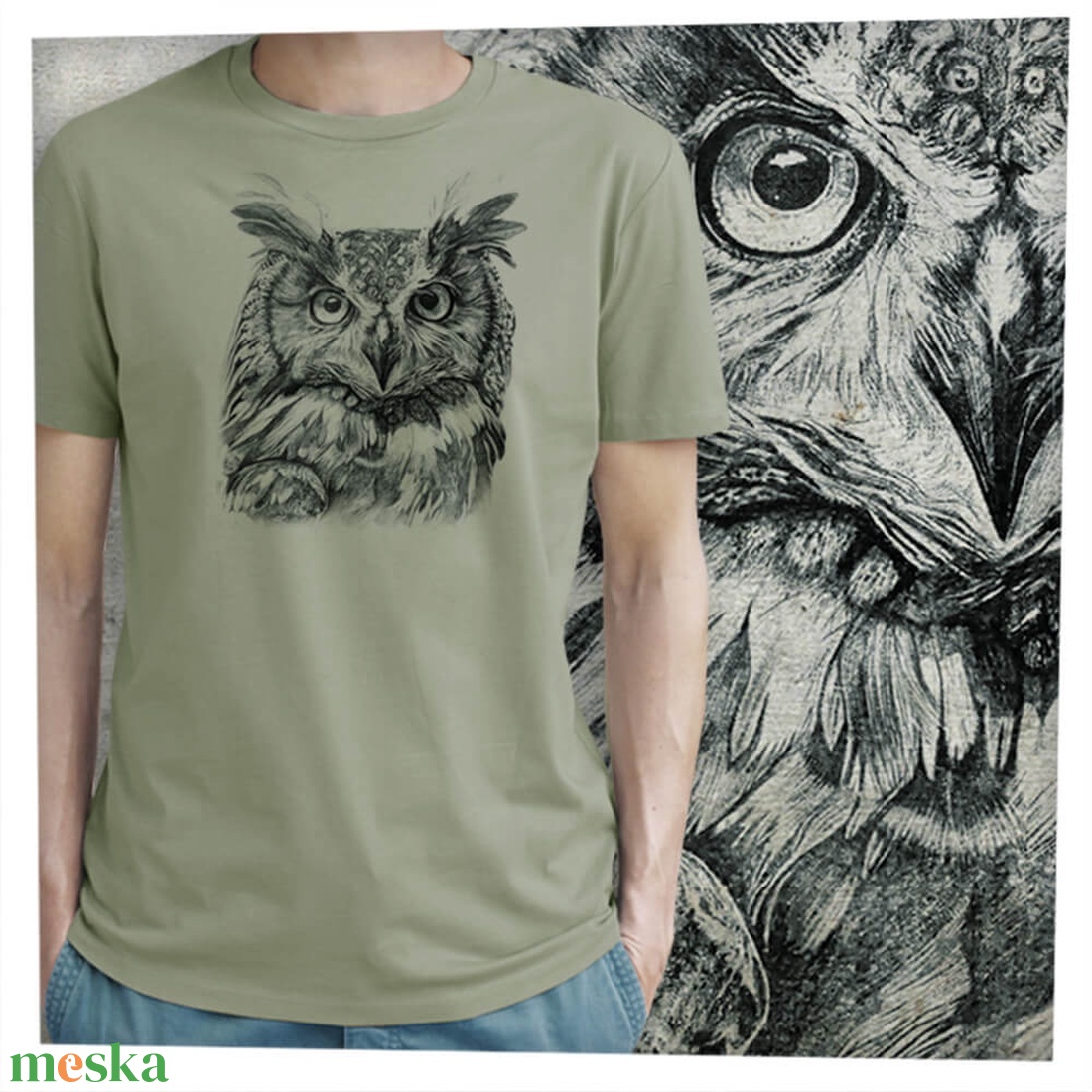 Bagoly - Baász - Prémium bio férfi póló - ruha & divat - férfi ruha - póló - Meska.hu
