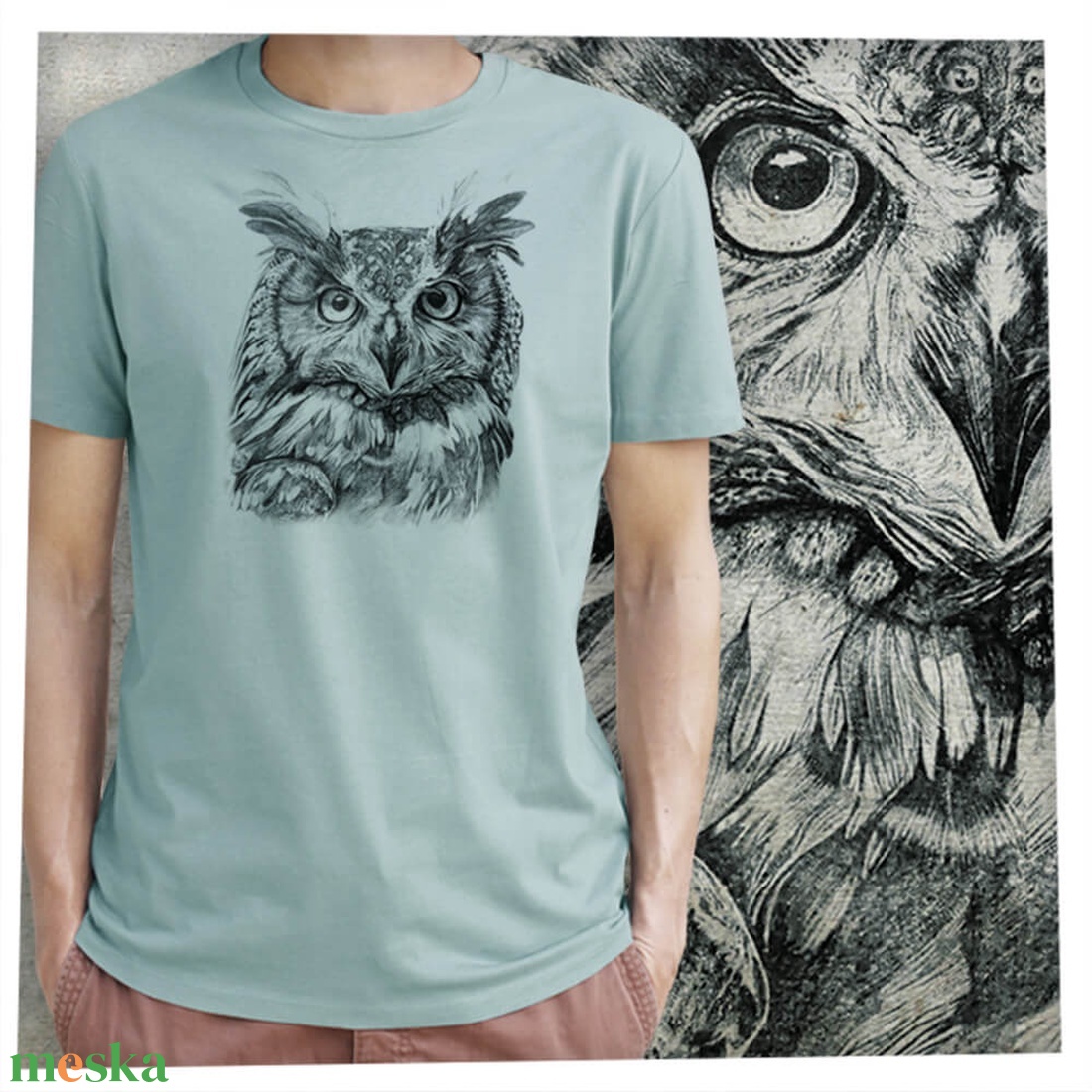 Bagoly - Baász - Prémium bio férfi póló - ruha & divat - férfi ruha - póló - Meska.hu