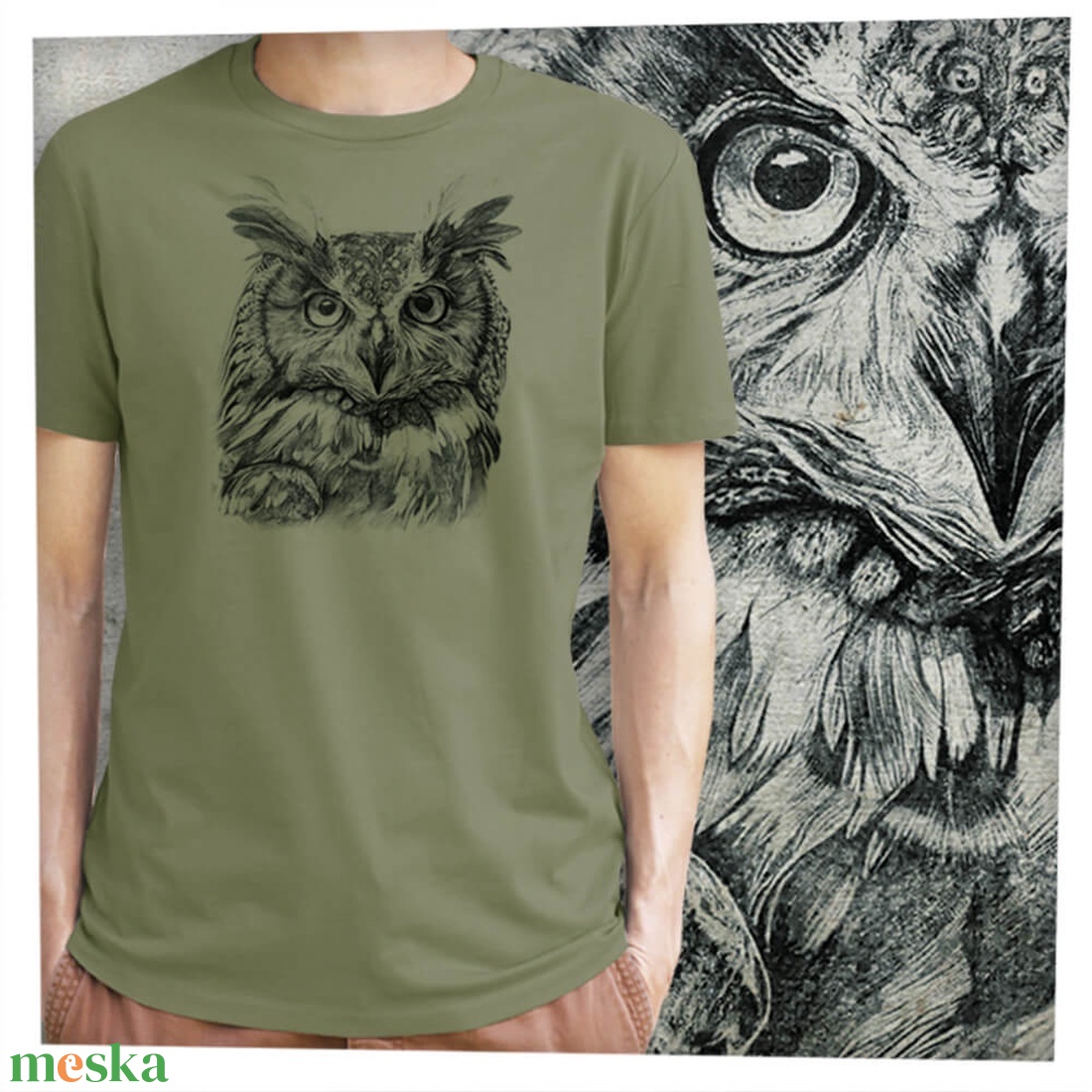 Bagoly - Baász - Prémium bio férfi póló - ruha & divat - férfi ruha - póló - Meska.hu