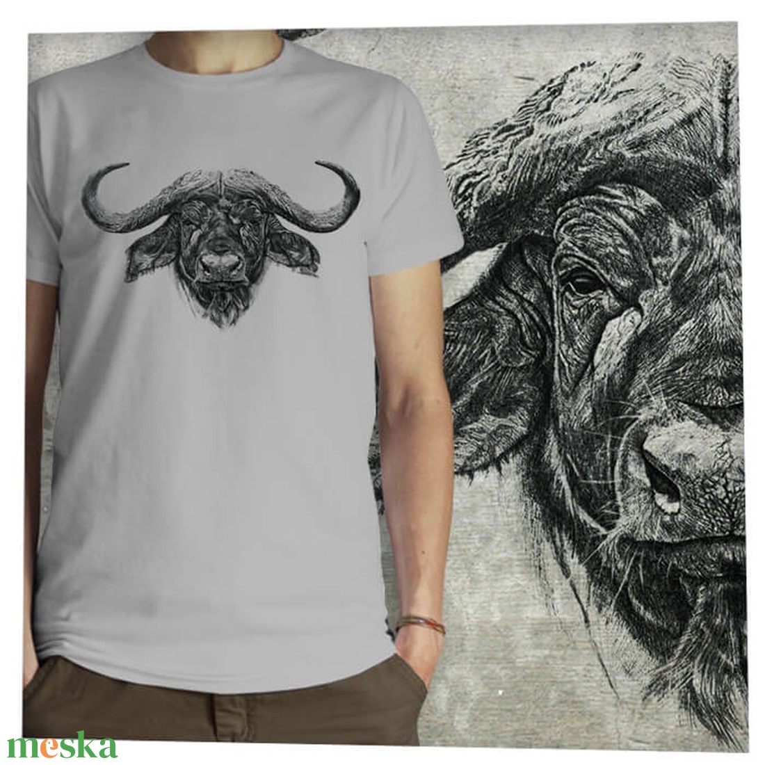 Bivaly - Baász -  Jó minőségű klasszikus férfi póló - ruha & divat - férfi ruha - póló - Meska.hu