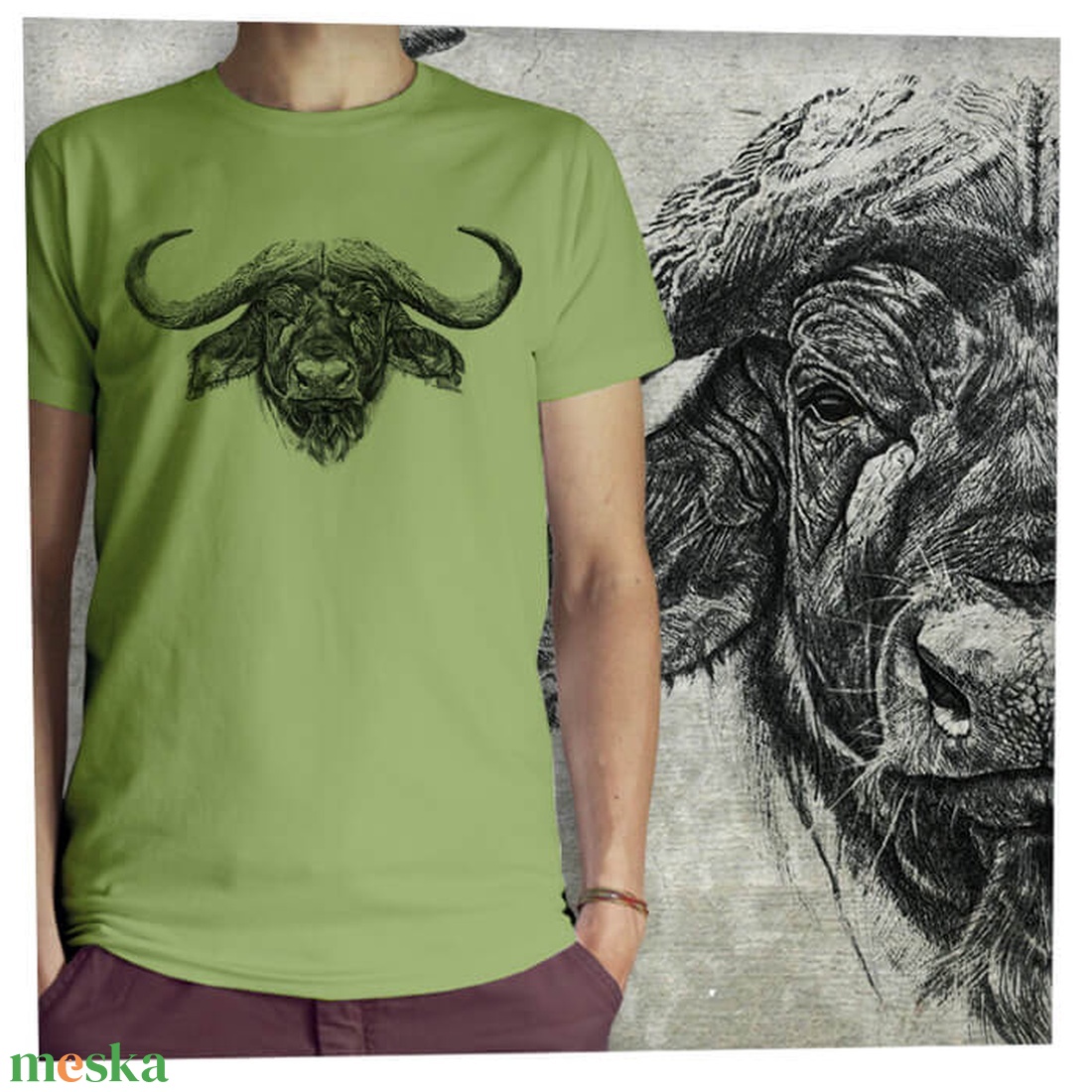 Bivaly - Baász -  Jó minőségű klasszikus férfi póló - ruha & divat - férfi ruha - póló - Meska.hu