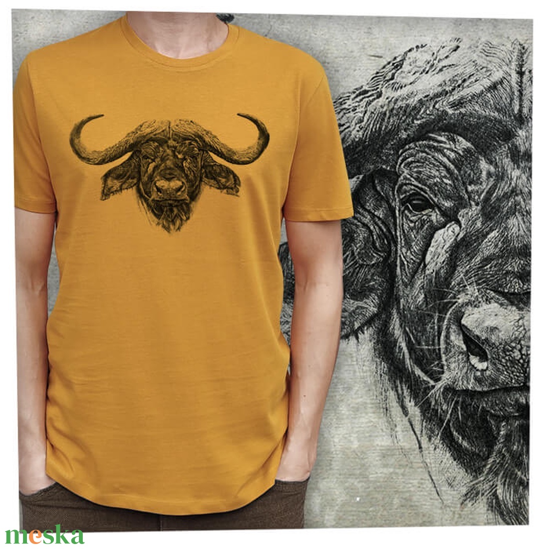 Bivaly - Baász - Prémium bio férfi póló - ruha & divat - férfi ruha - póló - Meska.hu