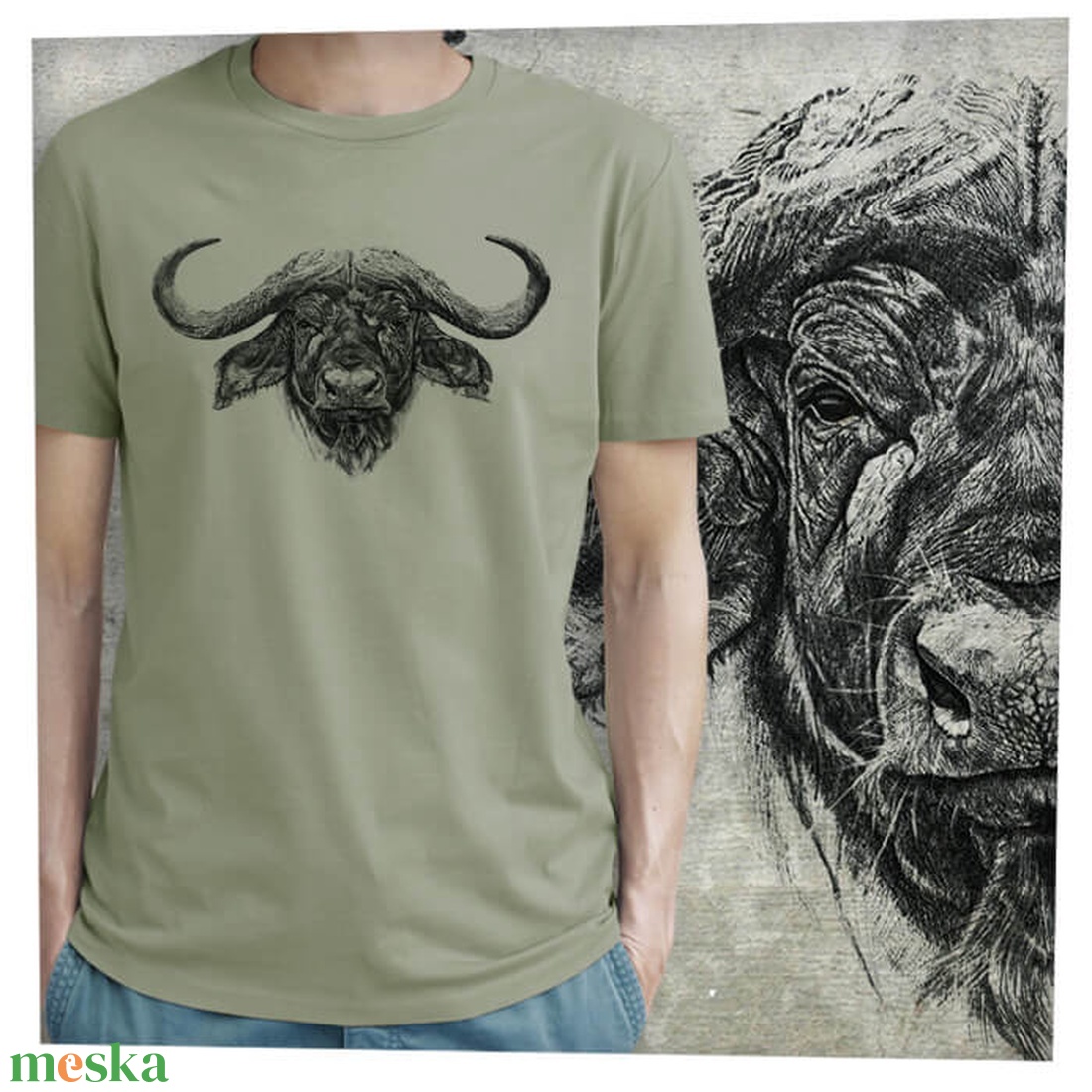 Bivaly - Baász - Prémium bio férfi póló - ruha & divat - férfi ruha - póló - Meska.hu