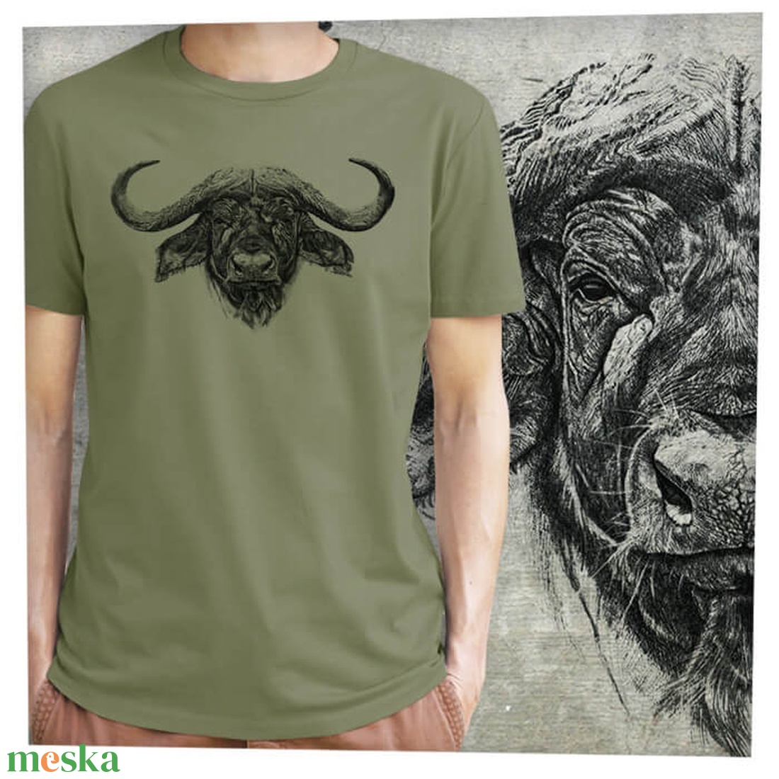 Bivaly - Baász - Prémium bio férfi póló - ruha & divat - férfi ruha - póló - Meska.hu