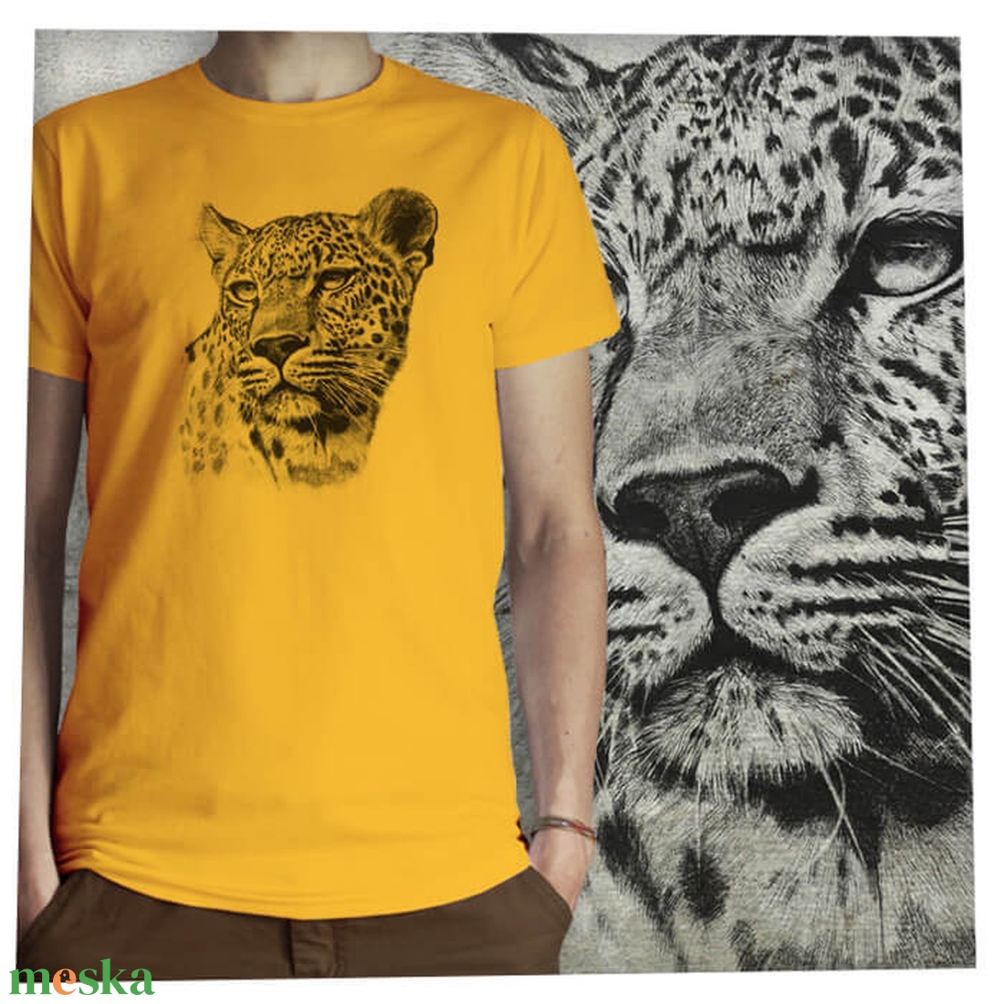 Leopárd - Baász -  Jó minőségű klasszikus férfi póló - ruha & divat - férfi ruha - póló - Meska.hu