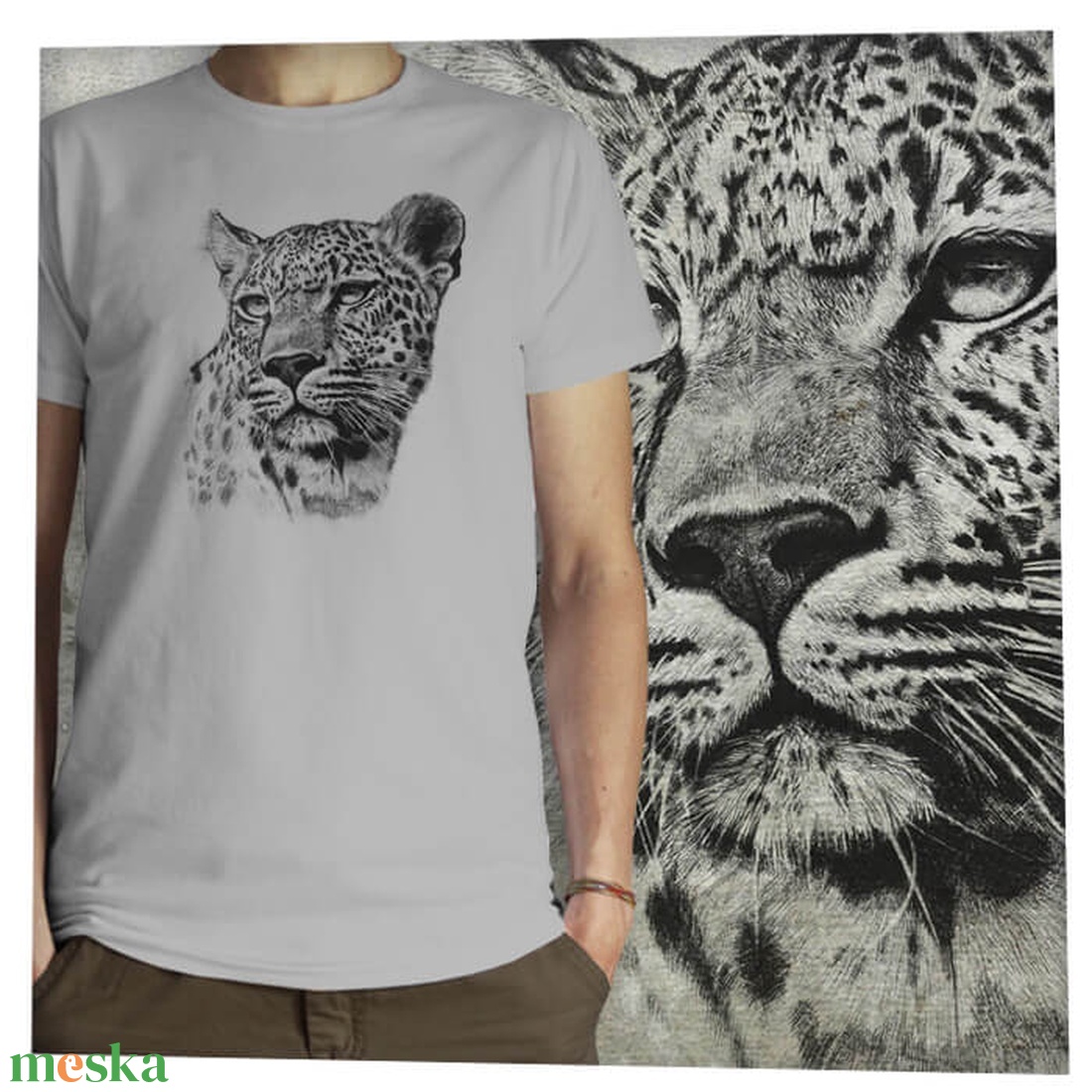 Leopárd - Baász -  Jó minőségű klasszikus férfi póló - ruha & divat - férfi ruha - póló - Meska.hu