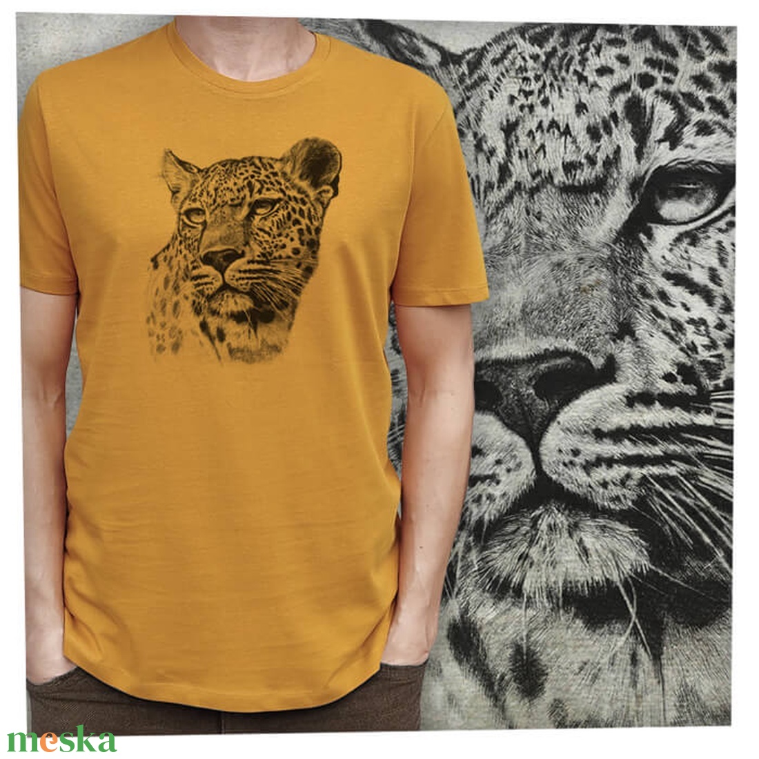 Leopárd - Baász - Prémium bio férfi póló - ruha & divat - férfi ruha - póló - Meska.hu