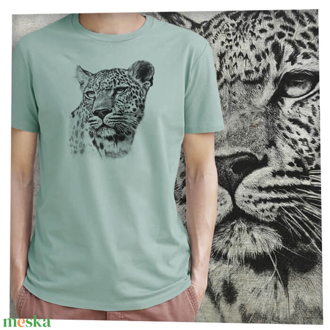 Leopárd - Baász - Prémium bio férfi póló - ruha & divat - férfi ruha - póló - Meska.hu