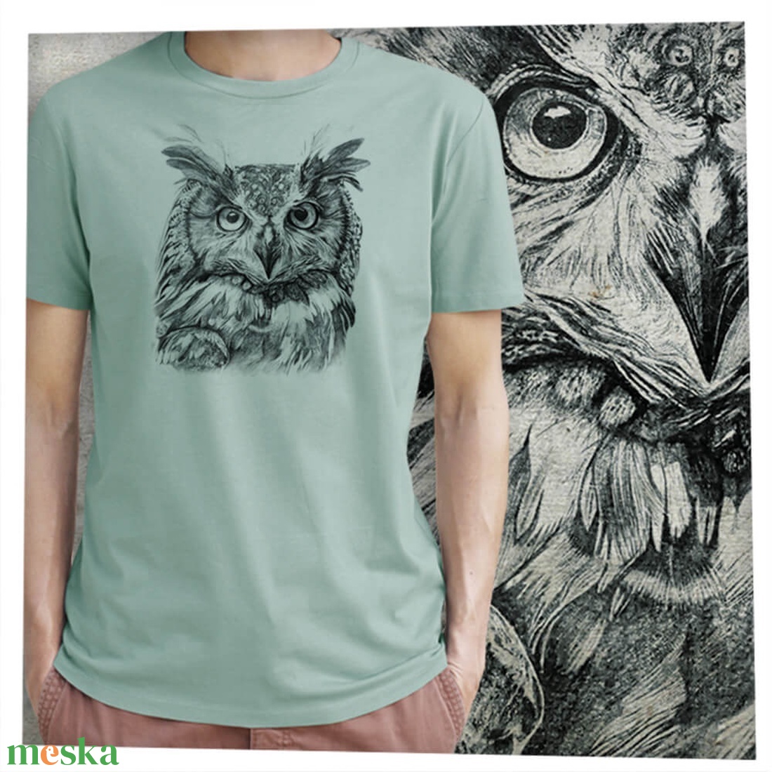 Bagoly - Baász - Prémium bio férfi póló - ruha & divat - férfi ruha - póló - Meska.hu